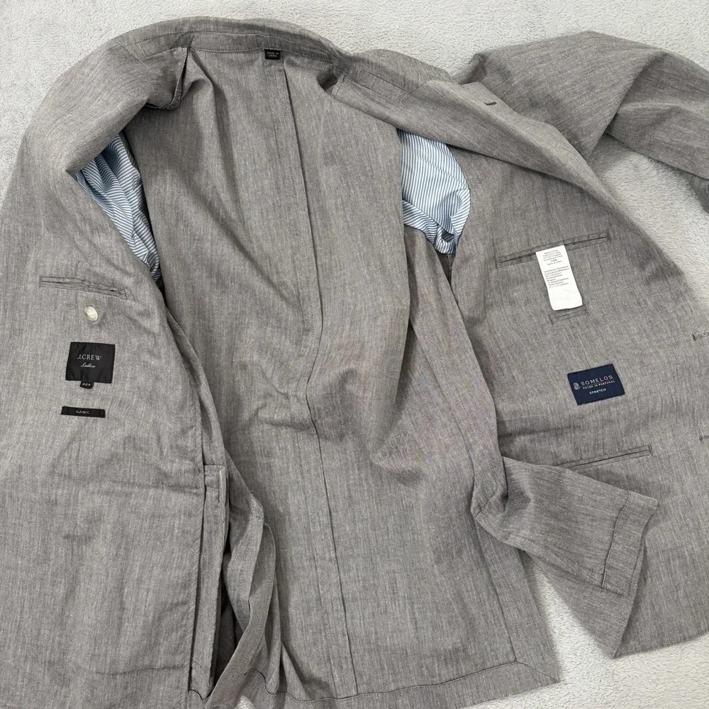 J.Crew Ludlow Blazer Men 42S Gray Somelos Unstructured Cotton Stretch Sport Coat